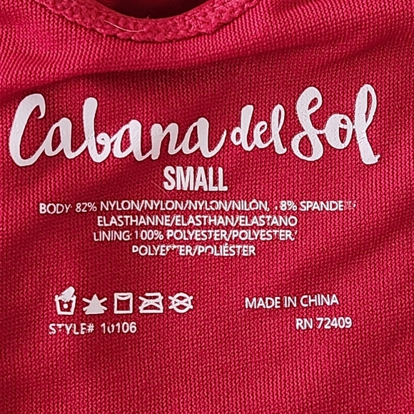 Cabana Del Sol Red Lace-Up High Cut One Piece Swimsuit Size Small - Picture 5 of 7